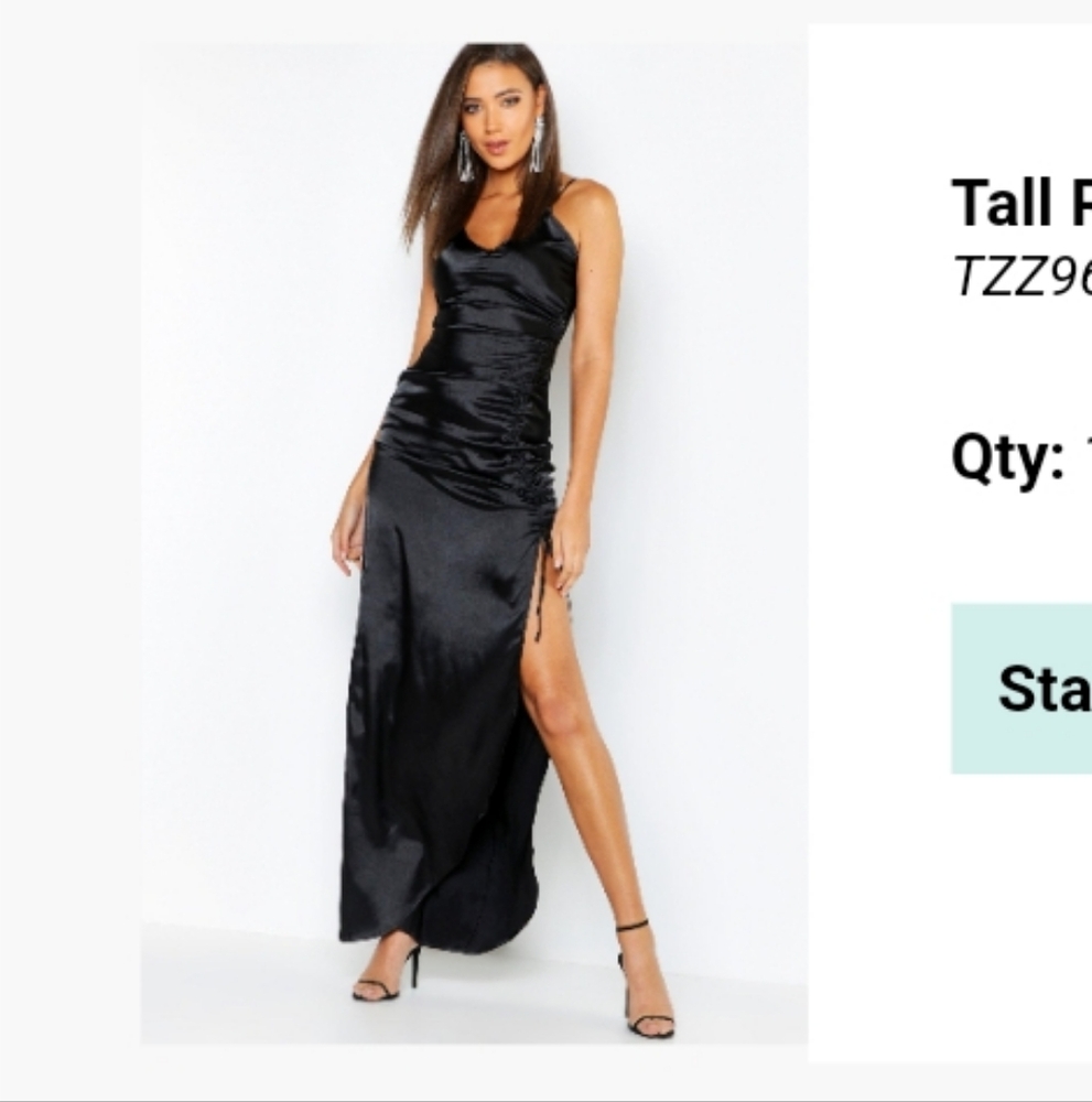 BRAND NEW Boohoo - Elegant Black Satin Evening Dress